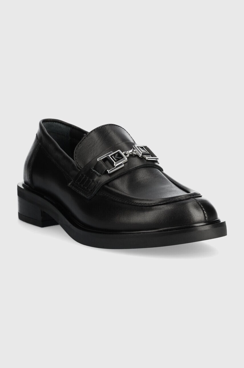 Шкіряні мокасини Karl Lagerfeld PAYTON жіночі колір чорний на плоскому ходу KL41420