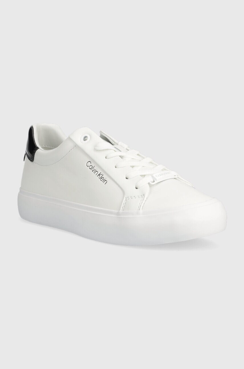 Шкіряні кросівки Calvin Klein VULC LACE UP колір білий HW0HW01681