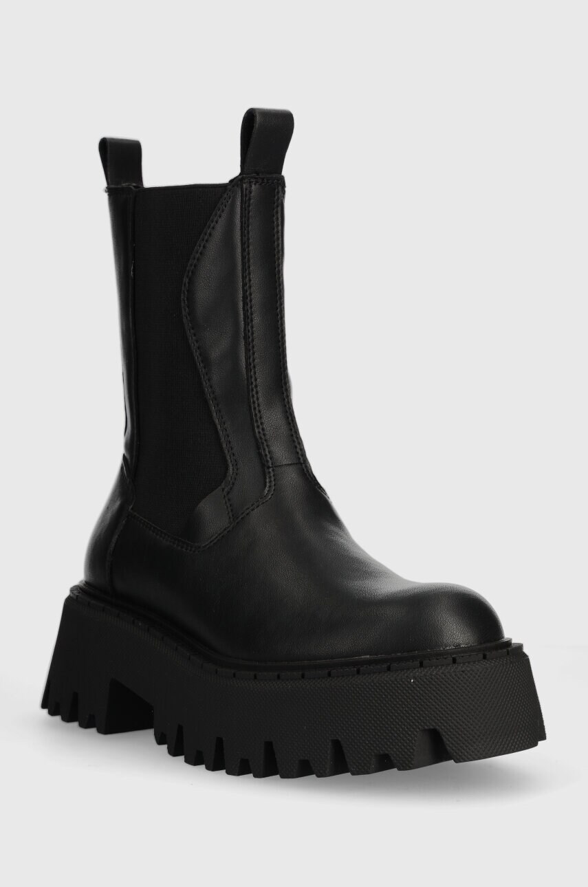 Шкіряні черевики Steve Madden Obtain жіночі колір чорний на плоскому ходу SM11002704