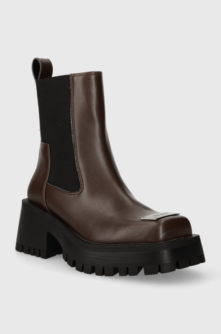 Черевики Steve Madden Sharpen жіночі колір коричневий на платформі SM19000045