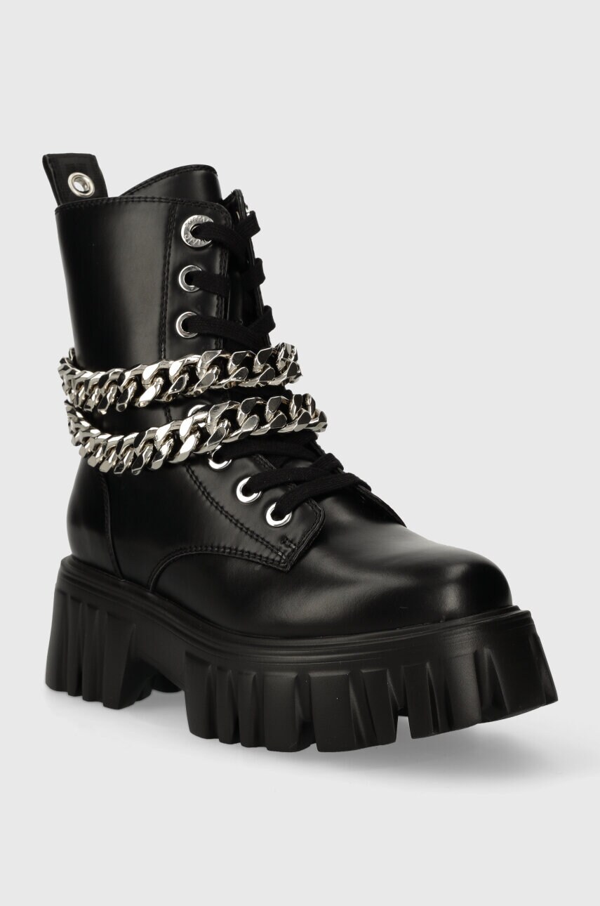 Черевики Buffalo Lion Lace Up T-Chain жіночі колір чорний на платформі злегка утеплена 1622367