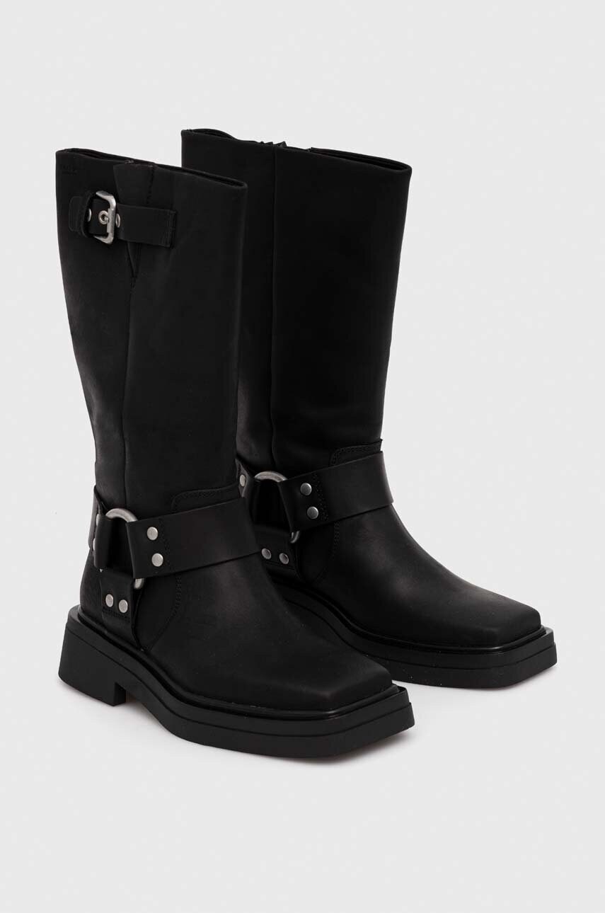 Шкіряні чоботи Vagabond Shoemakers жіночі колір чорний на плоскому ходу