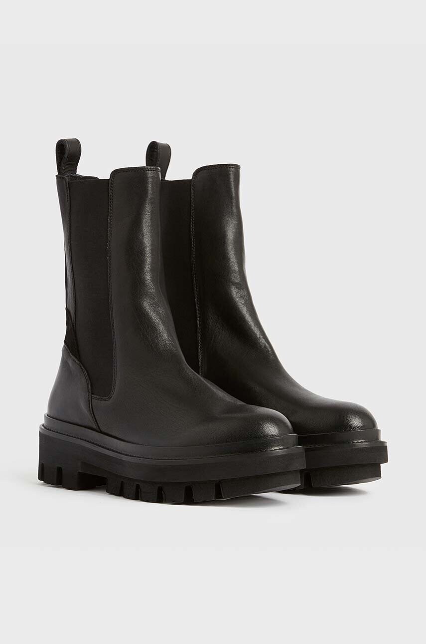 Шкіряні черевики AllSaints Billie жіночі колір чорний на плоскому ходу WF033V