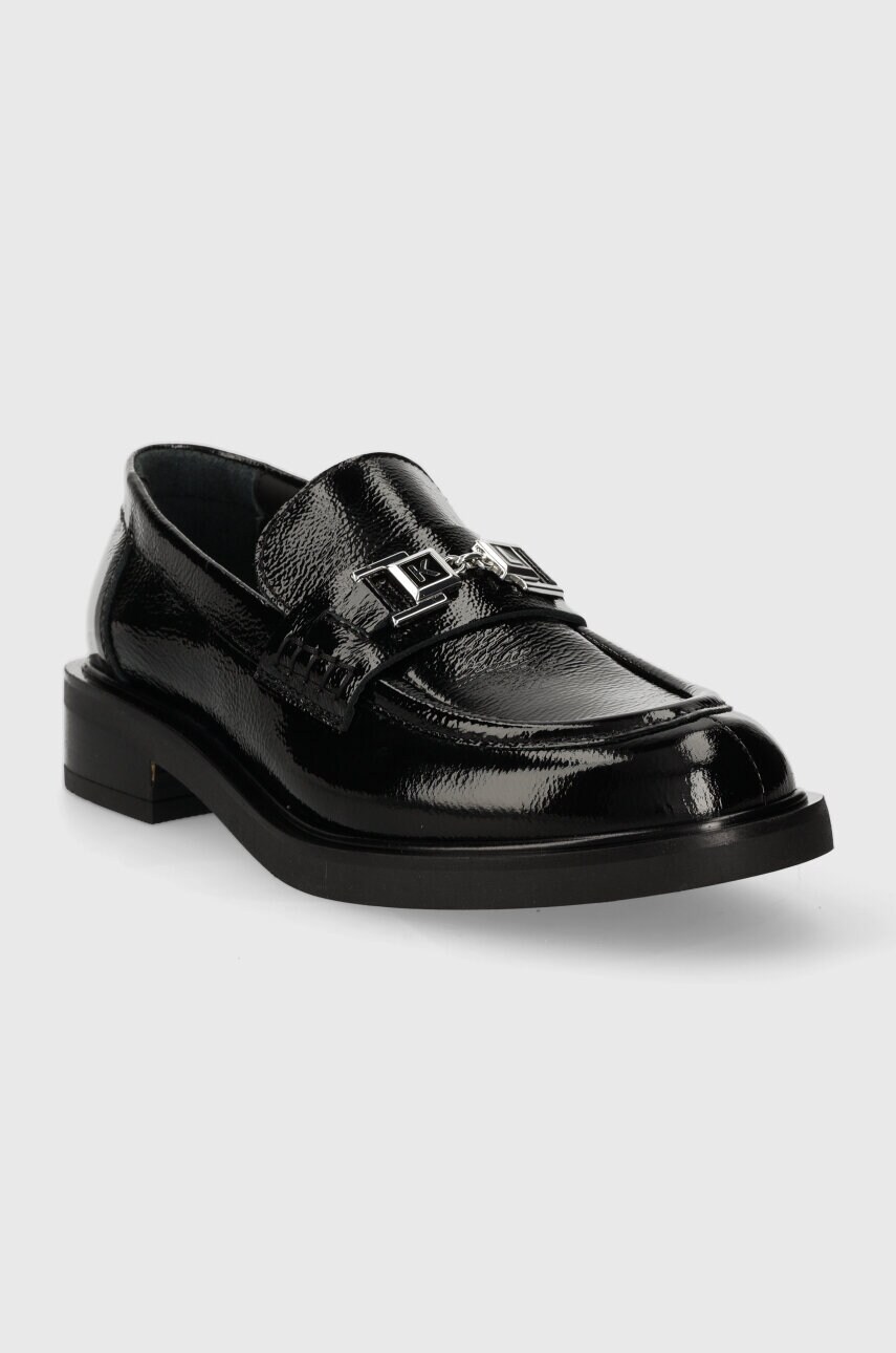 Шкіряні мокасини Karl Lagerfeld Payton жіночі колір чорний на плоскому ходу KL41420A