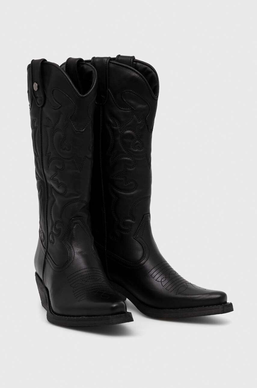 Шкіряні черевики Steve Madden Wishley жіночі колір чорний каблук блок SM11003071