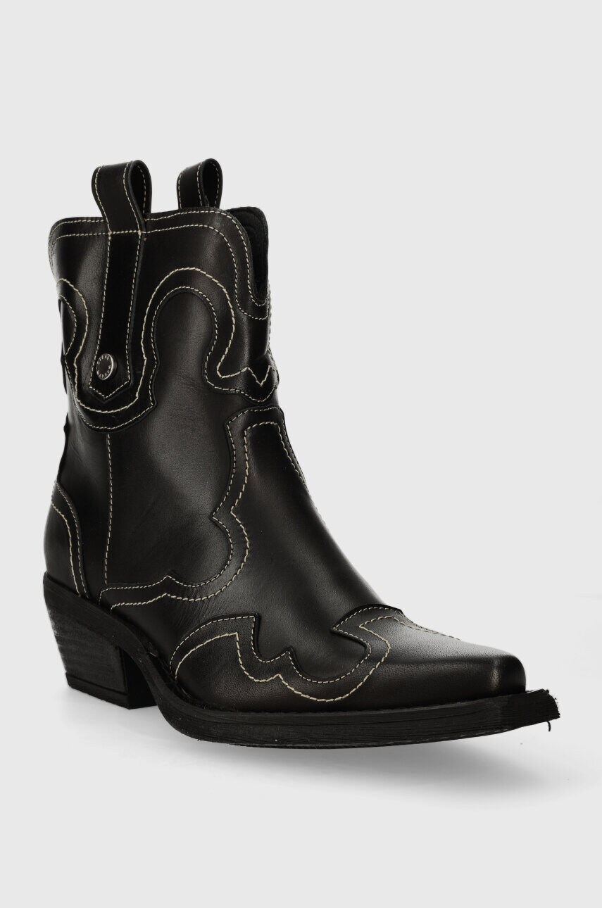 Шкіряні черевики Steve Madden Waynoa жіночі колір чорний каблук блок SM11003072