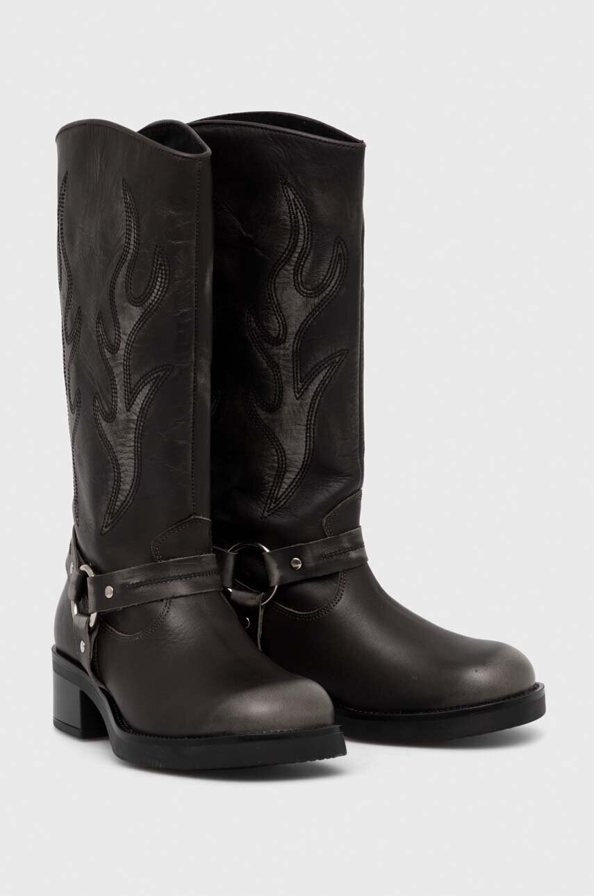 Шкіряні черевики Steve Madden Bloom жіночі колір сірий на плоскому ходу SM11003090