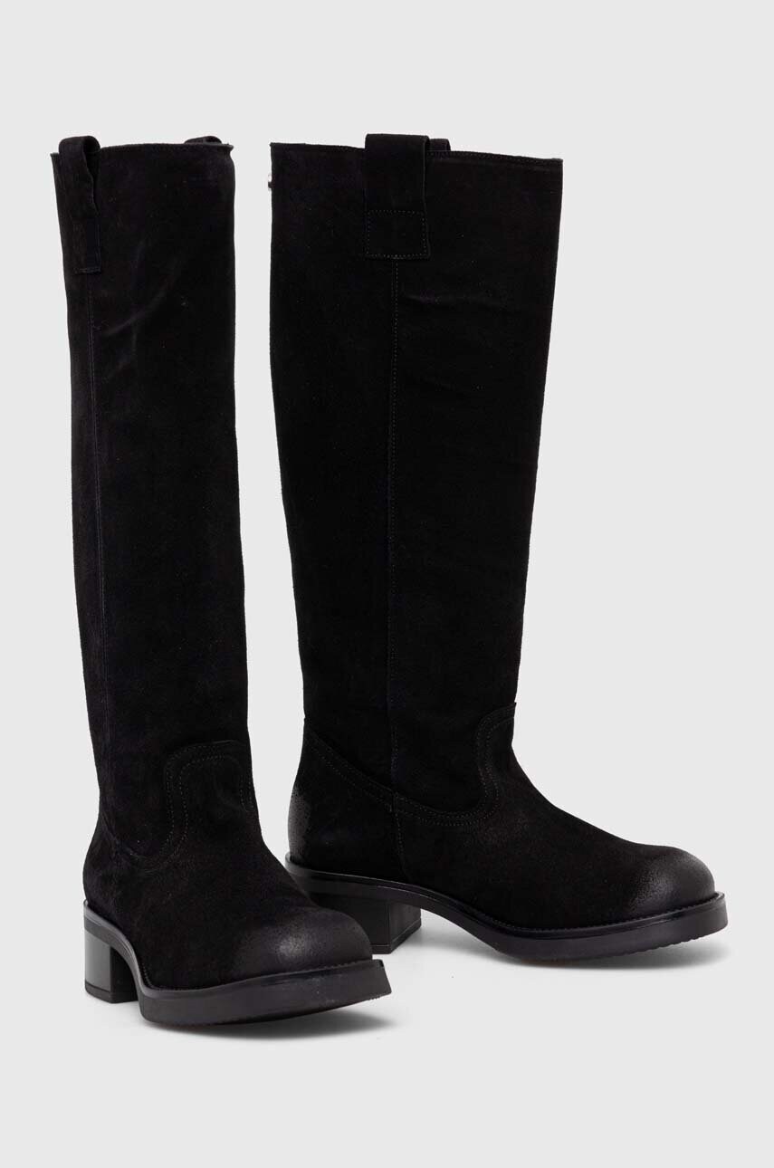 Замшеві чоботи Steve Madden Banner жіночі колір чорний на плоскому ходу SM11003092