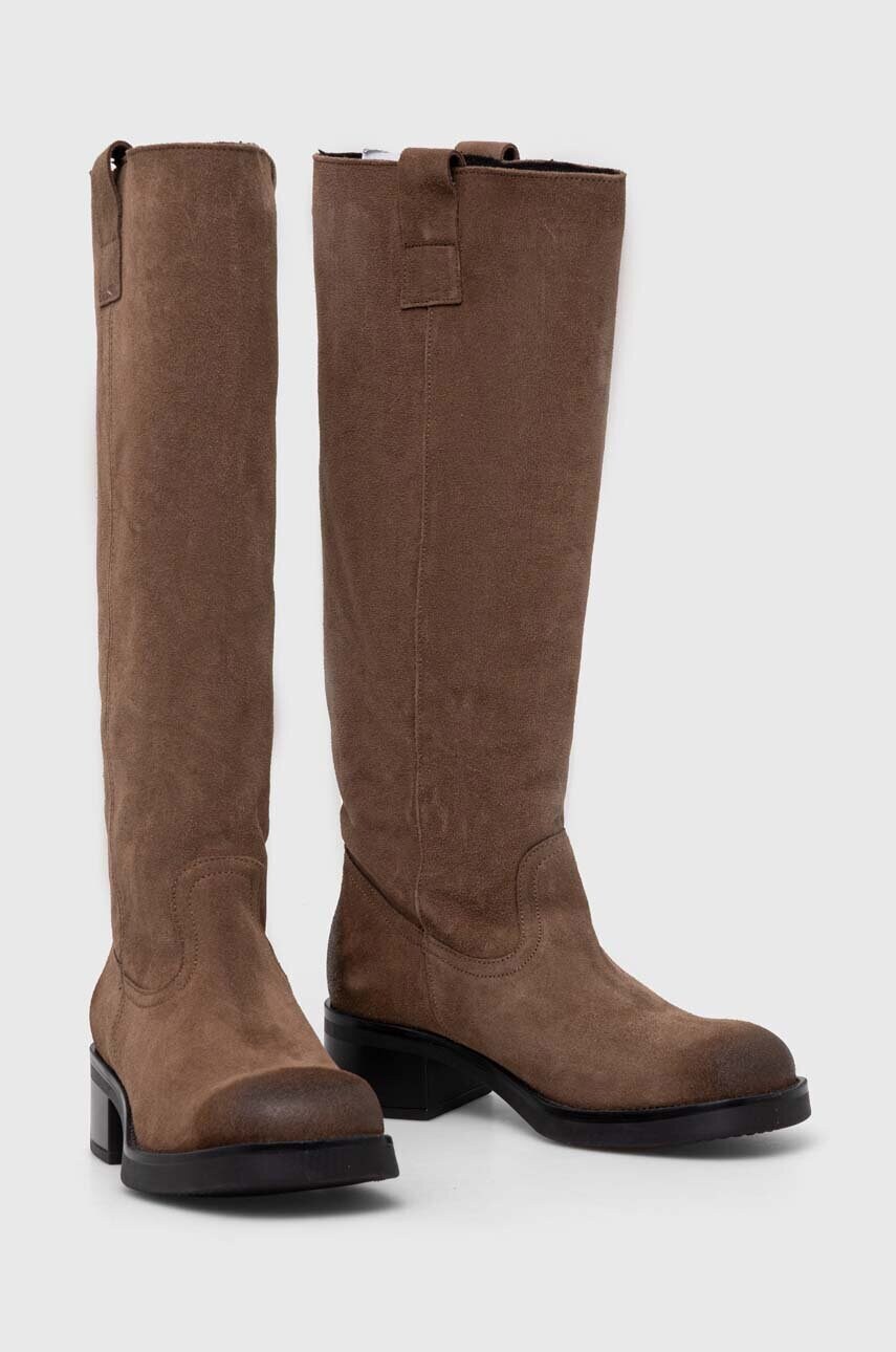 Замшеві чоботи Steve Madden Banner жіночі колір коричневий на плоскому ходу SM11003092