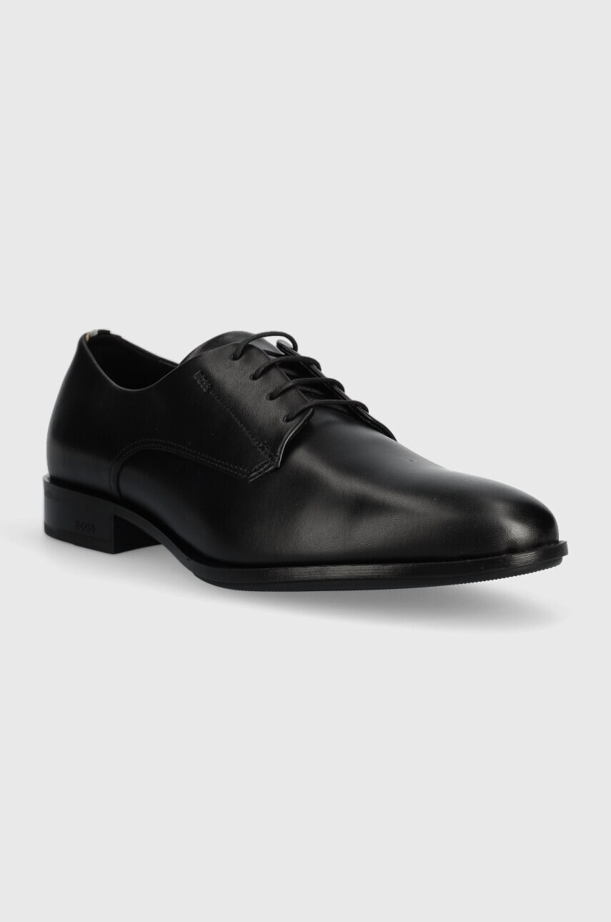 Шкіряні туфлі BOSS Colby чоловічі колір чорний 50498467