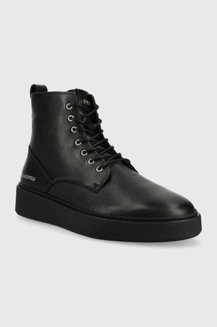 Шкіряні черевики Karl Lagerfeld FLINT чоловічі колір чорний KL53350