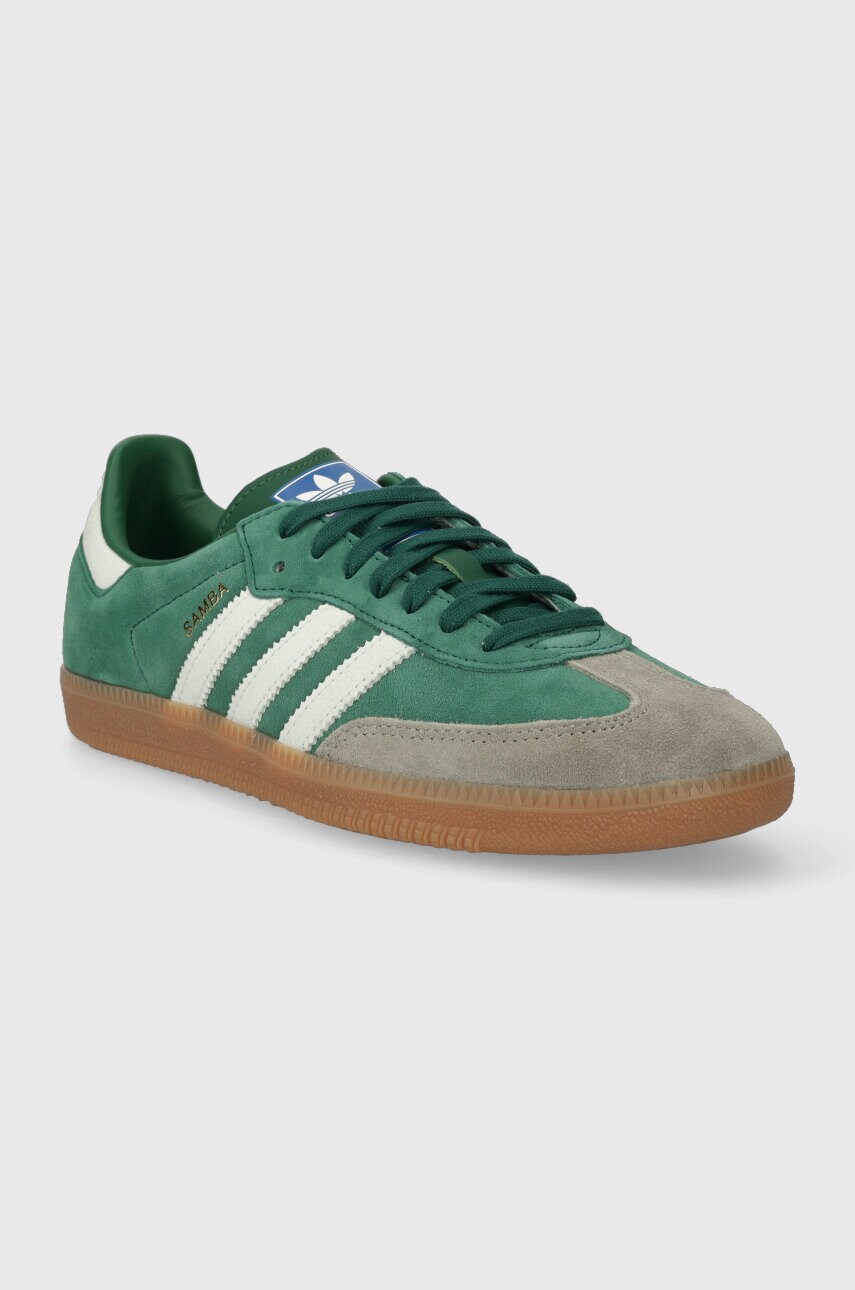 Замшеві кросівки adidas Originals Samba OG колір зелений ID2054