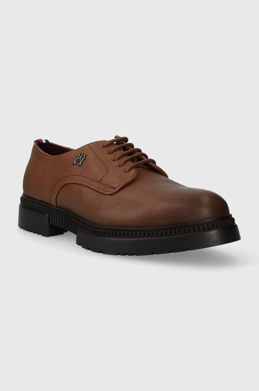 Шкіряні туфлі Tommy Hilfiger COMFORT CLEATED THERMO LTH SHOE чоловічі колір коричневий FM0FM04647
