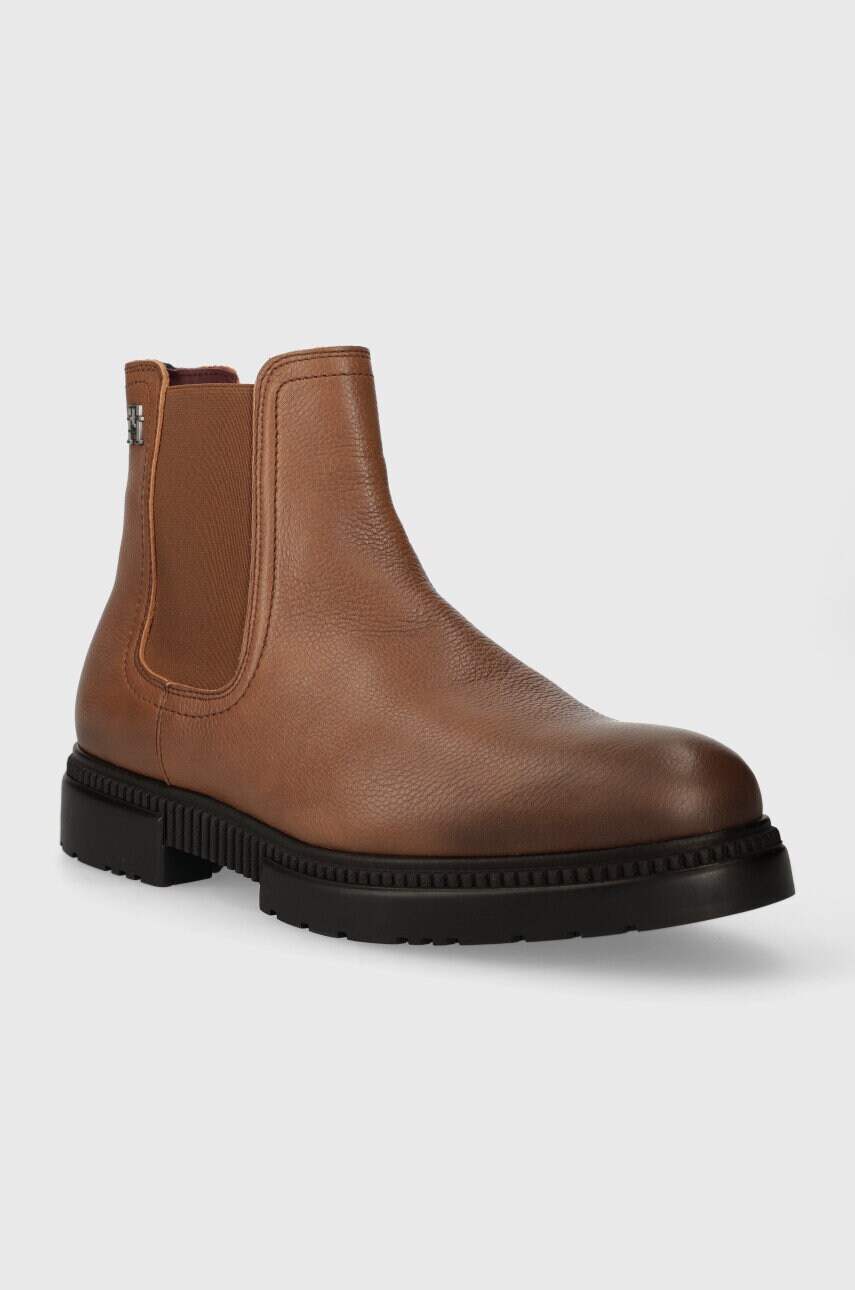 Шкіряні черевики Tommy Hilfiger COMFORT CLEATED THERMO LTH CHEL чоловічі колір коричневий FM0FM04650