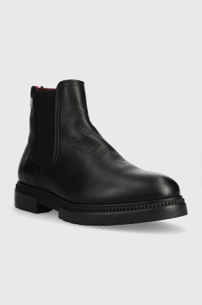 Шкіряні черевики Tommy Hilfiger COMFORT CLEATED THERMO LTH CHEL чоловічі колір чорний FM0FM04650