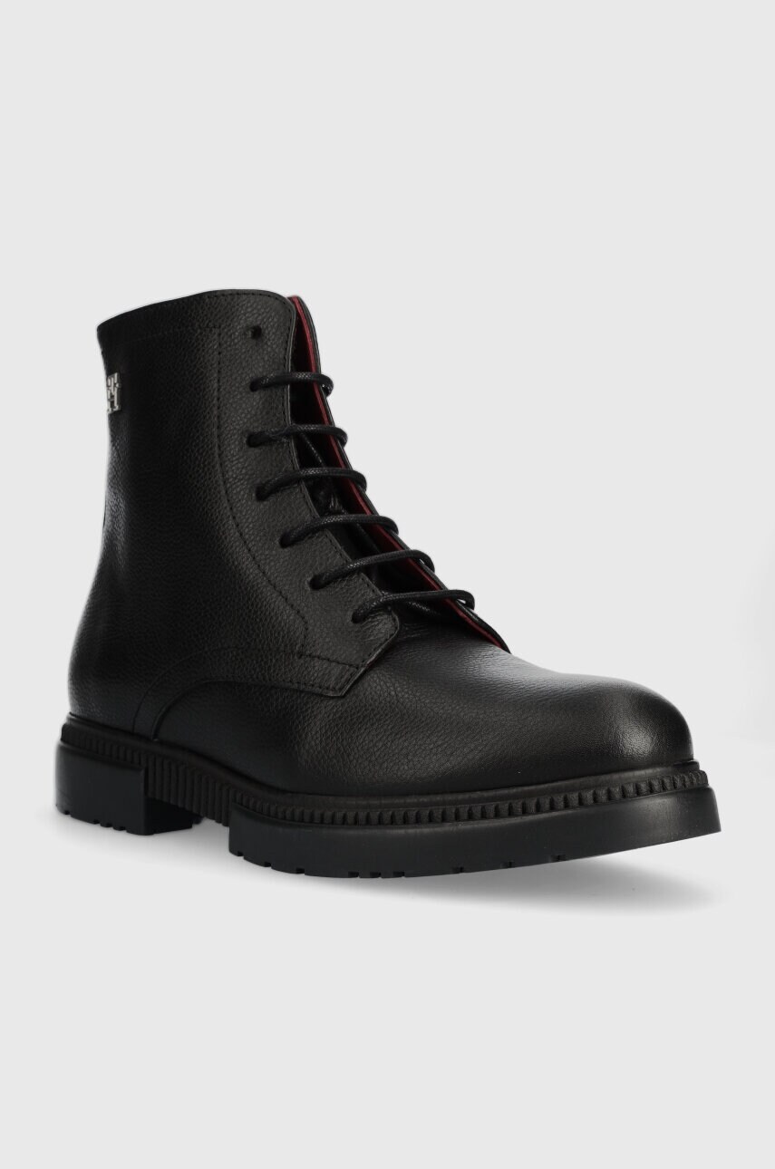 Шкіряні черевики Tommy Hilfiger COMFORT CLEATED THERMO LTH BOOT чоловічі колір чорний FM0FM04651