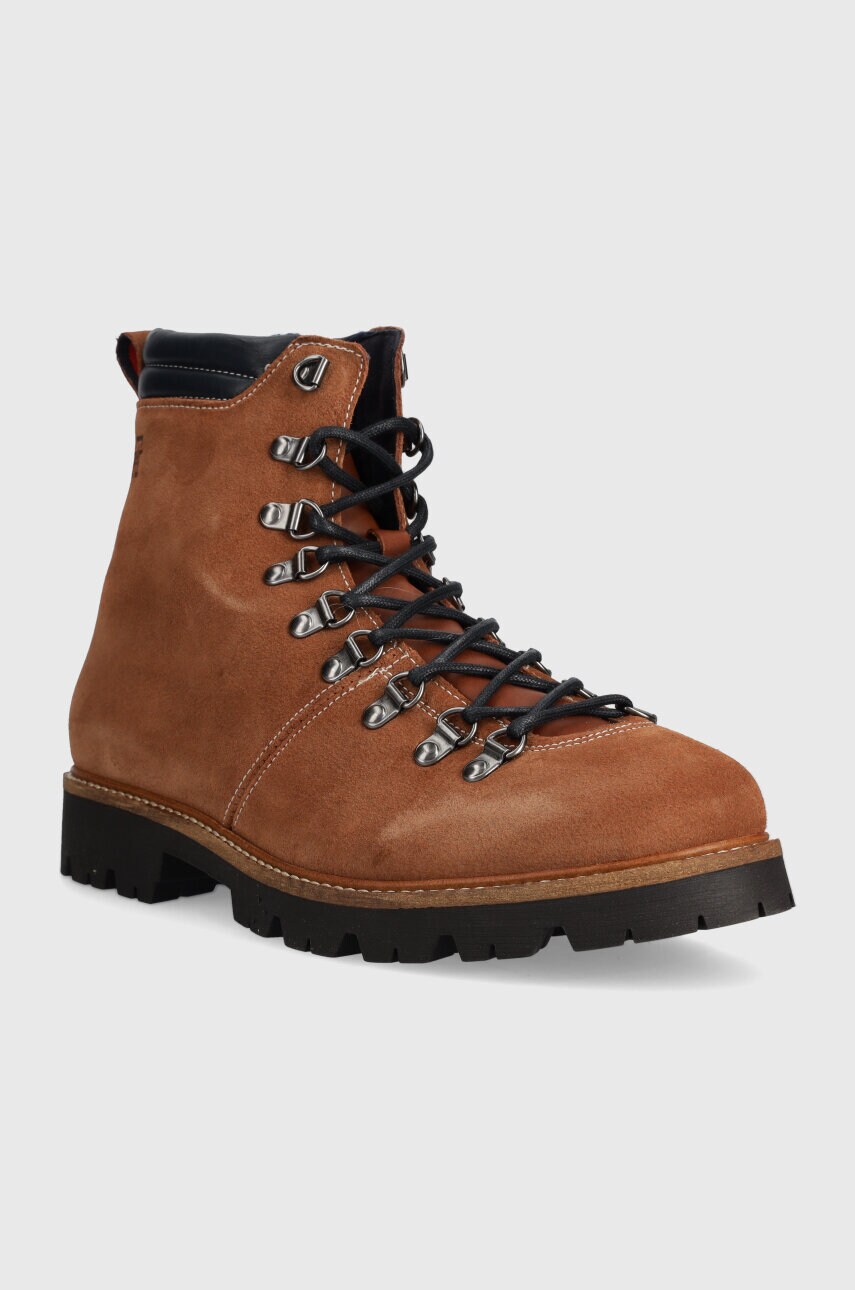 Замшеві черевики Tommy Hilfiger HILFIGER W MIX SUEDE HOOKS BOOT чоловічі колір коричневий FM0FM04764
