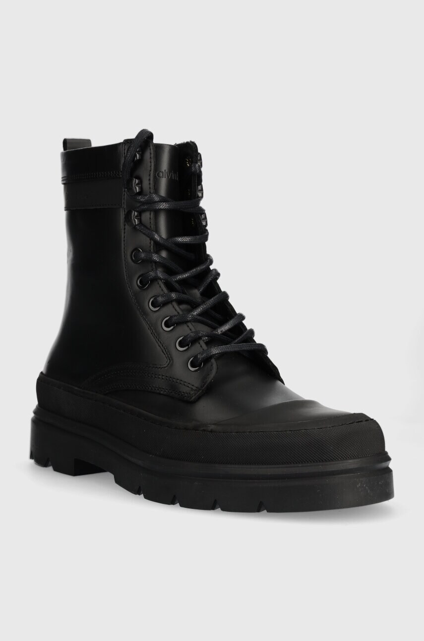 Шкіряні черевики Calvin Klein LACE UP BOOT HIGH чоловічі колір чорний HM0HM01213