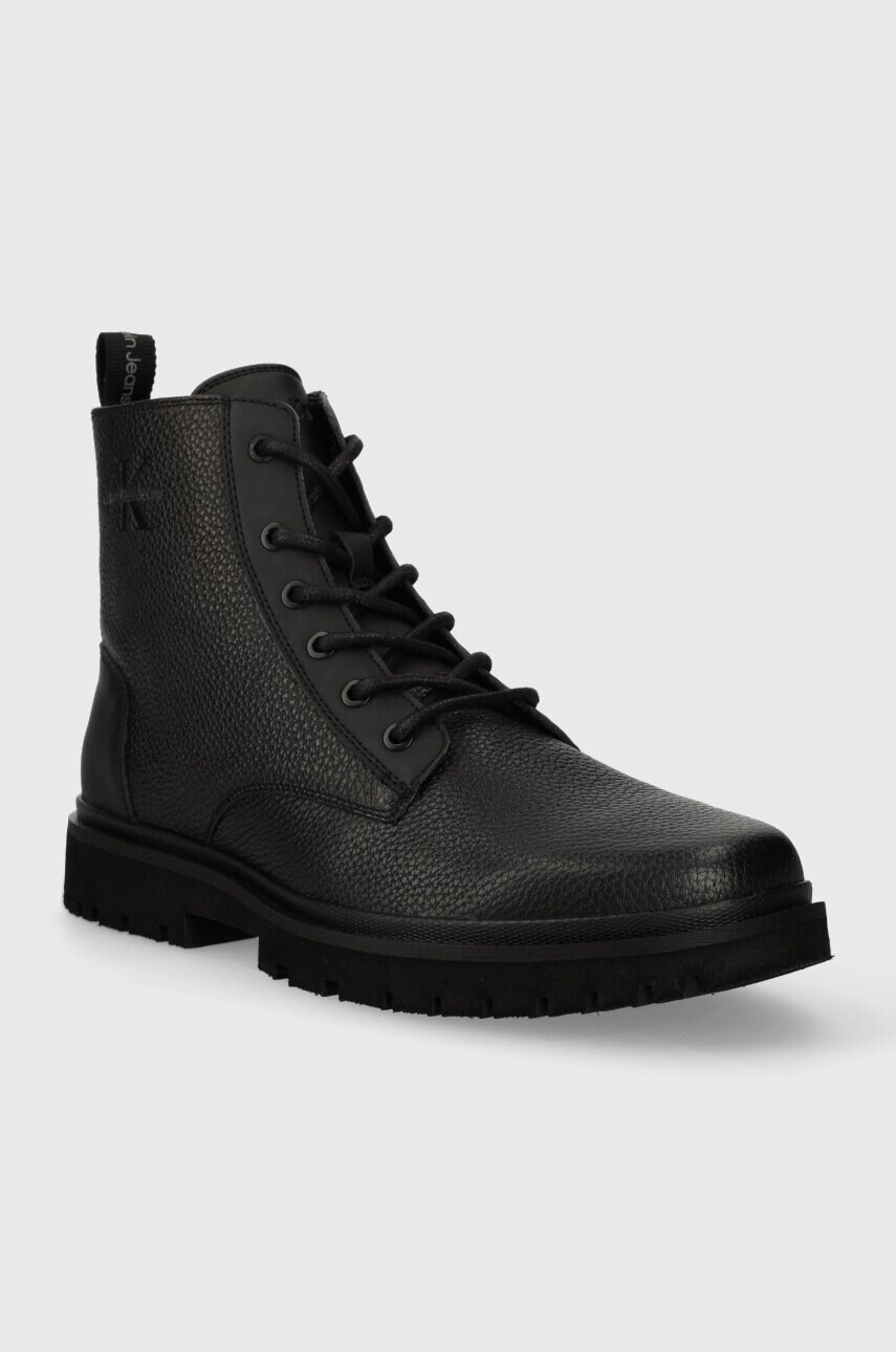Високі черевики Calvin Klein Jeans EVA MID LACEUP BOOT LTH чоловічі колір чорний YM0YM00751