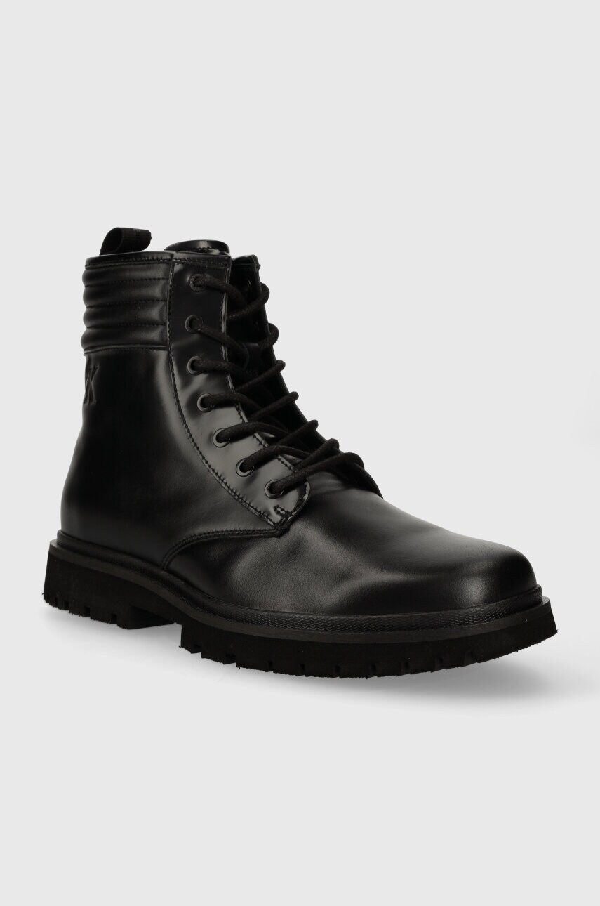 Шкіряні черевики Calvin Klein Jeans EVA MID LACEUP BOOT LTH чоловічі колір чорний YM0YM00837