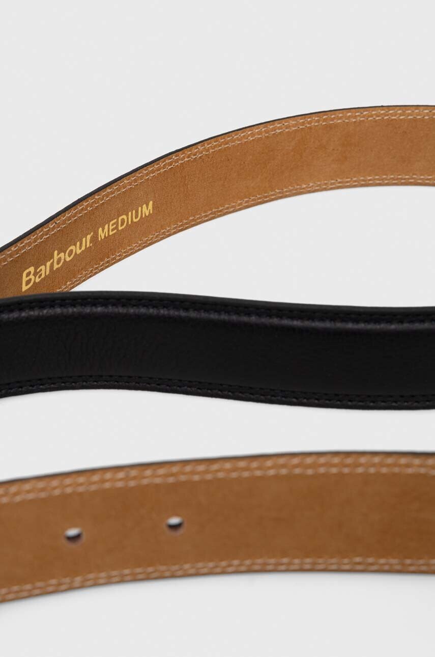 Шкіряний ремінь Barbour чоловічий колір чорний