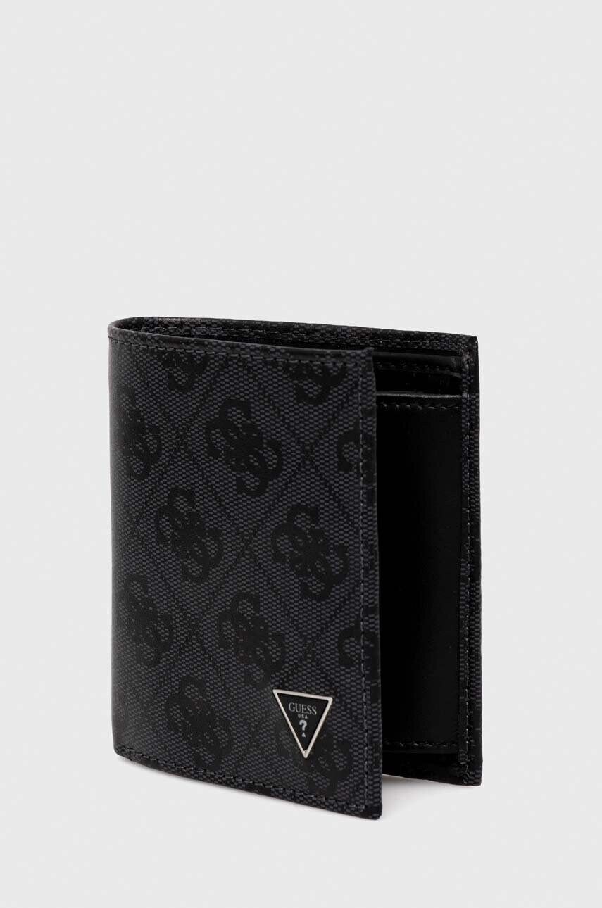 Шкіряний гаманець Guess чоловічий колір чорний