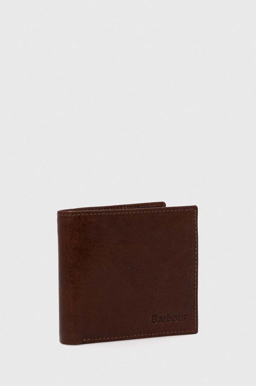 Шкіряний гаманець Barbour чоловічий колір коричневий