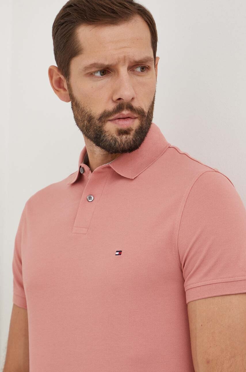 Поло Tommy Hilfiger чоловіче колір червоний візерунок MW0MW17770