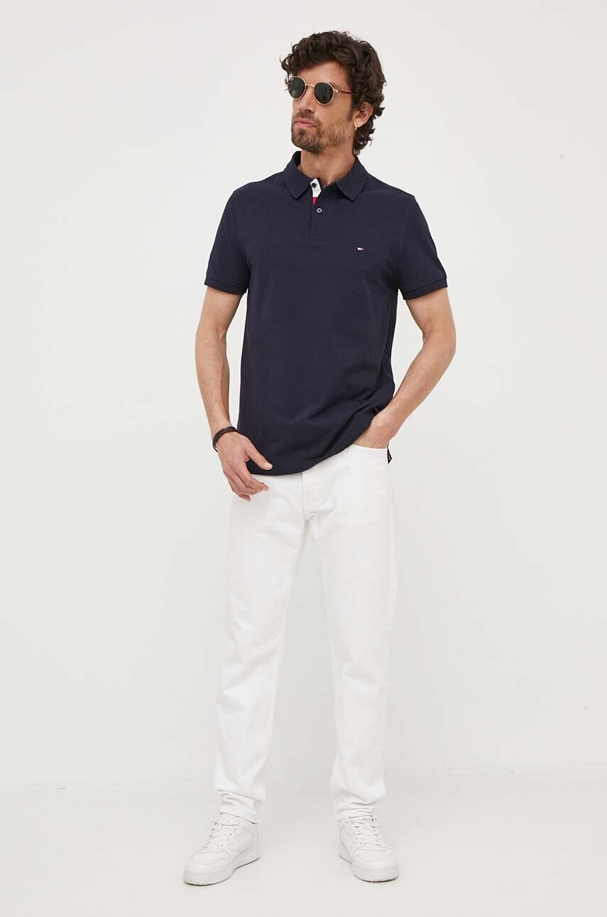Бавовняне поло Tommy Hilfiger колір синій однотонний