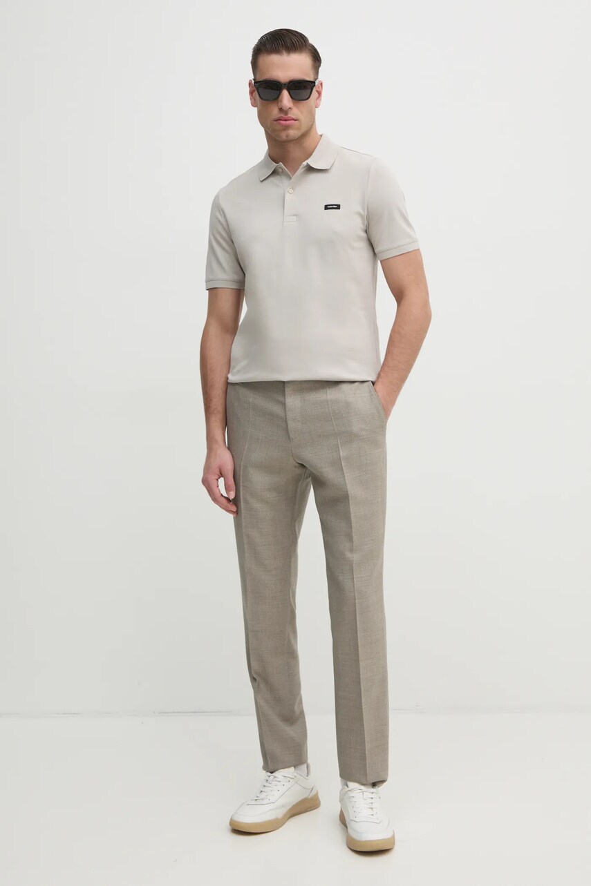 Поло Calvin Klein чоловіче колір сірий однотонне K10K111196