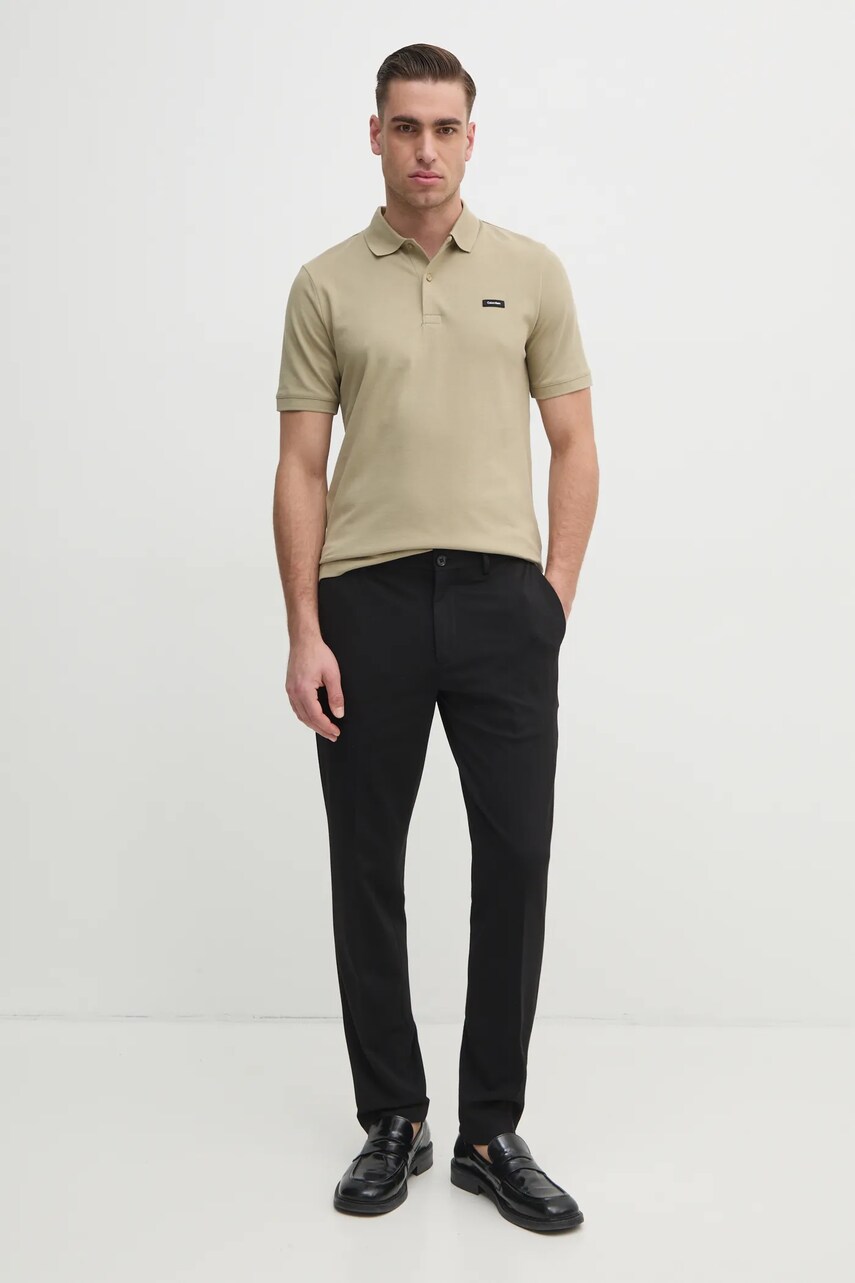 Поло Calvin Klein чоловіче колір зелений однотонне K10K111196