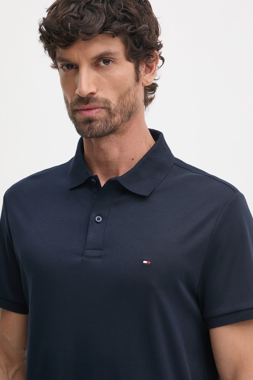 Бавовняне поло Tommy Hilfiger колір синій однотонний