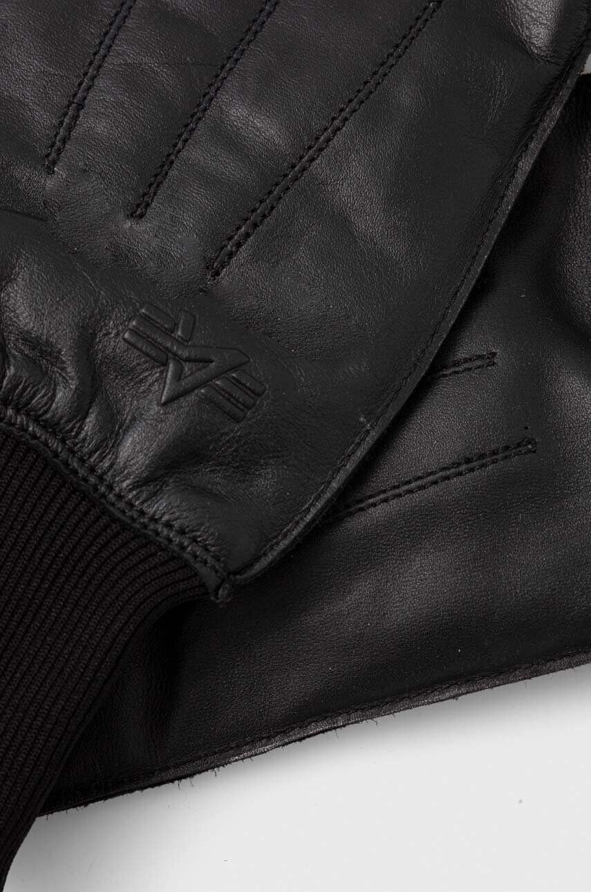 Шкіряні рукавички Alpha Industries колір чорний