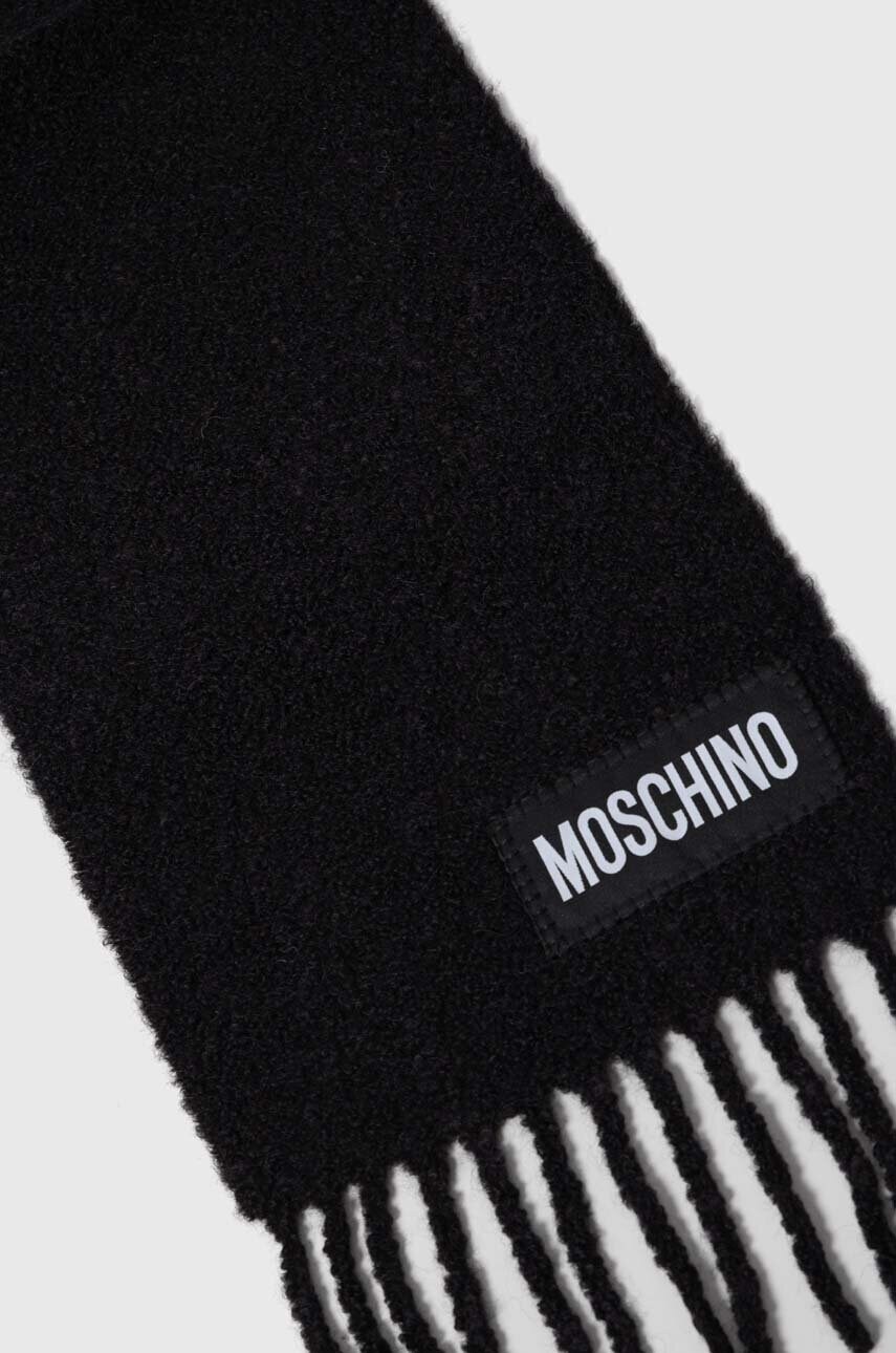 Вовняний шарф Moschino колір чорний однотонний