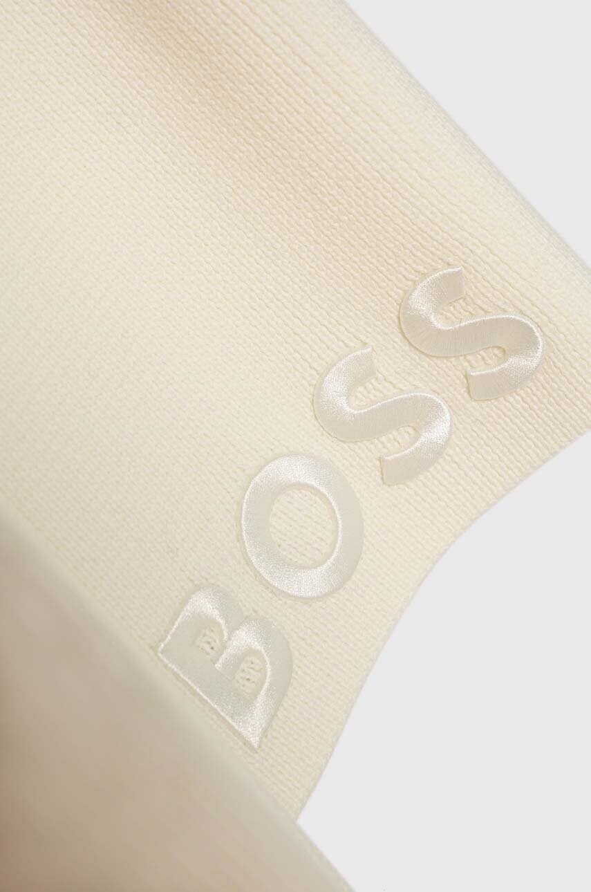 Вовняний шарф BOSS колір бежевий однотонний
