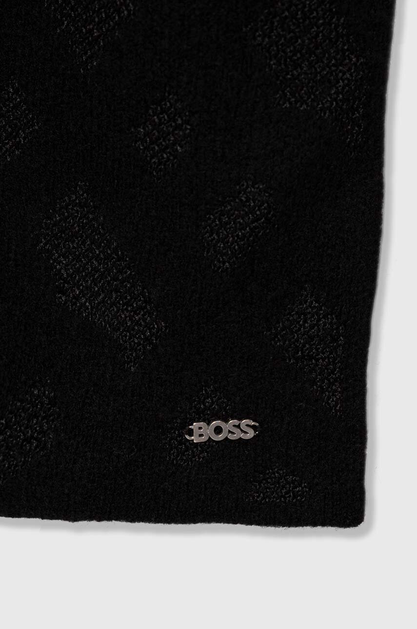 Шарф з домішкою вовни BOSS колір чорний візерунок