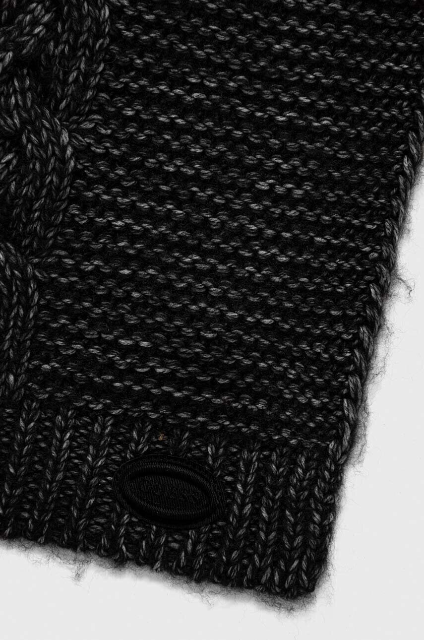 Шарф з домішкою вовни Guess колір чорний однотонний