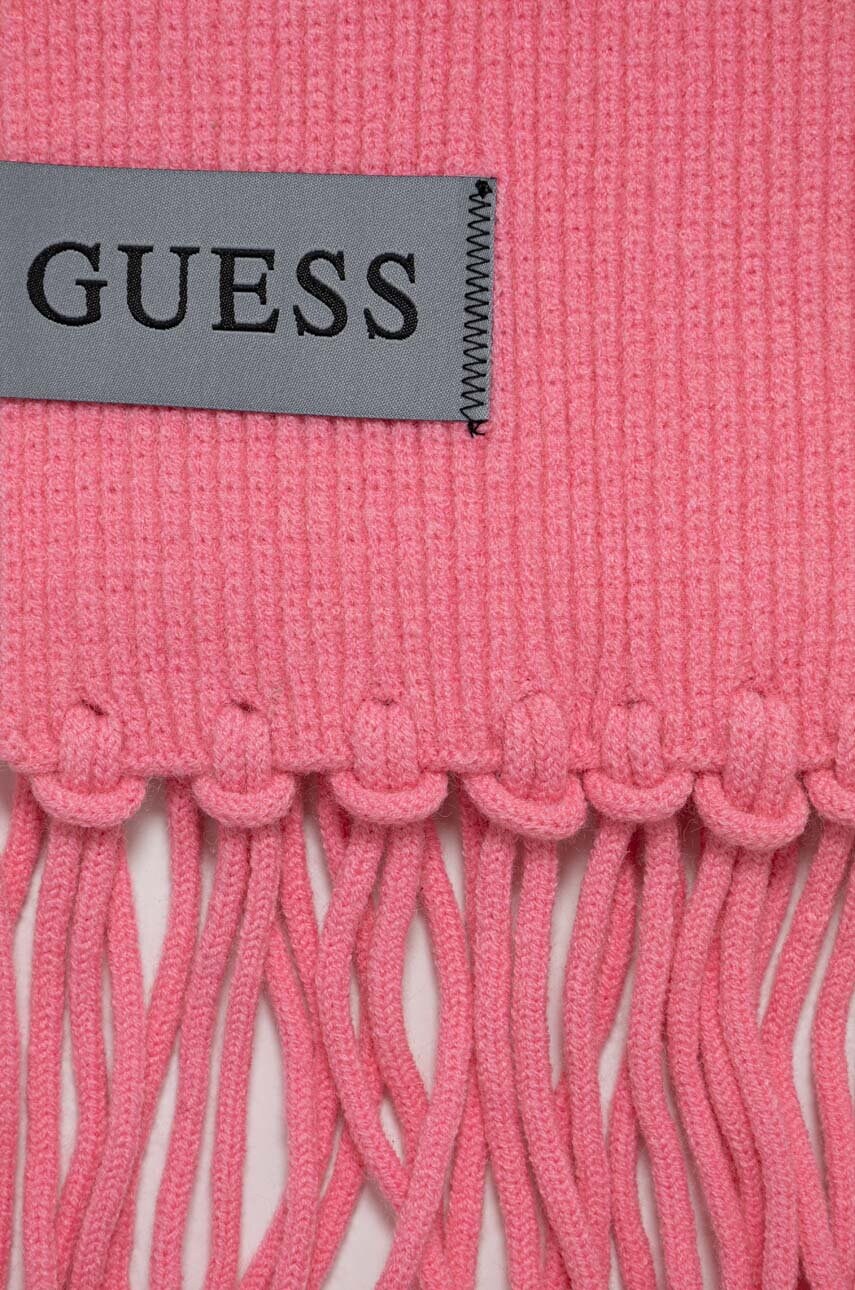 Шарф з домішкою вовни Guess колір рожевий однотонний