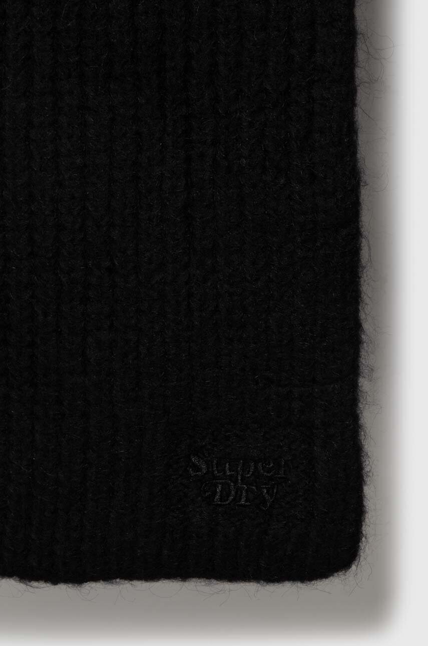 Шарф з домішкою вовни Superdry колір чорний однотонний