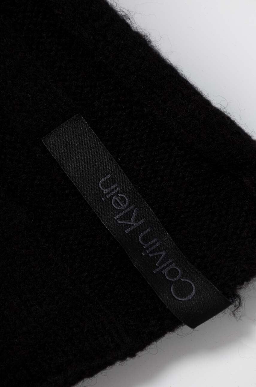 Шарф з домішкою вовни Calvin Klein колір чорний однотонний
