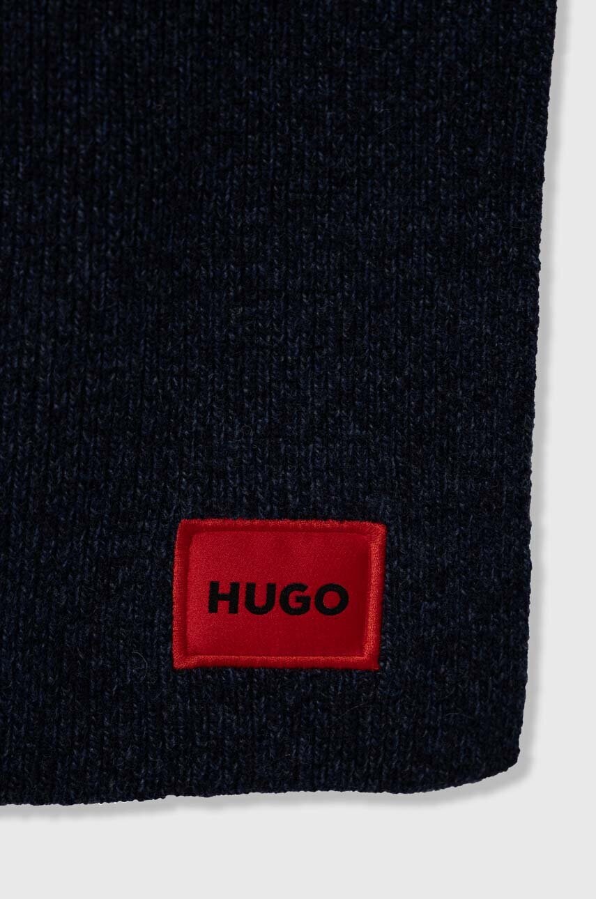 Вовняний шарф HUGO колір синій меланж
