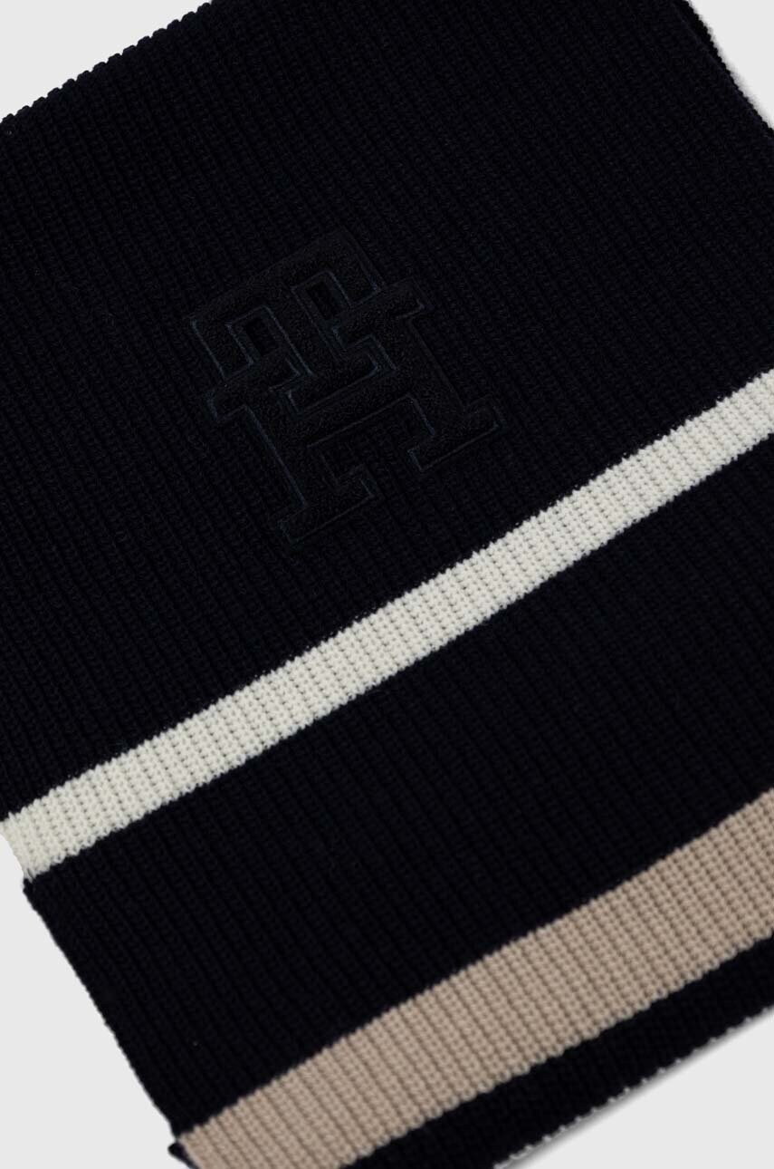 Шарф з домішкою вовни Tommy Hilfiger колір синій візерунок