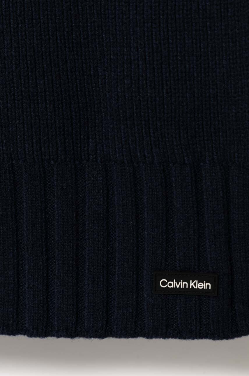 Вовняний шарф Calvin Klein колір синій однотонний