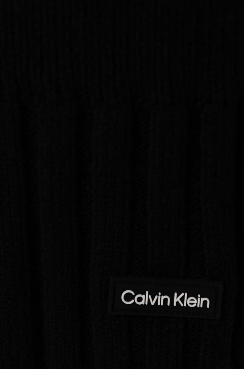 Вовняний шарф Calvin Klein колір чорний однотонний