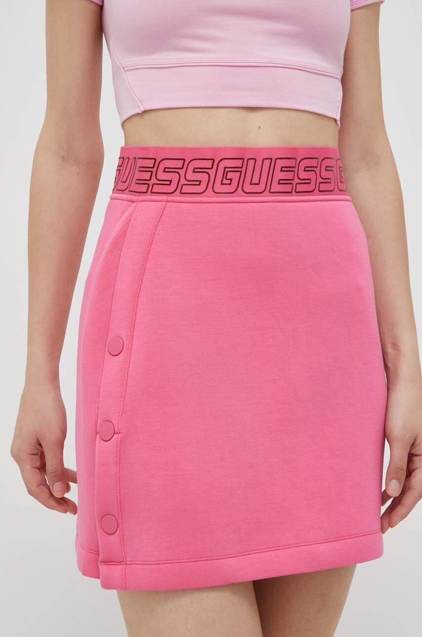 Спідниця Guess колір рожевий mini пряма
