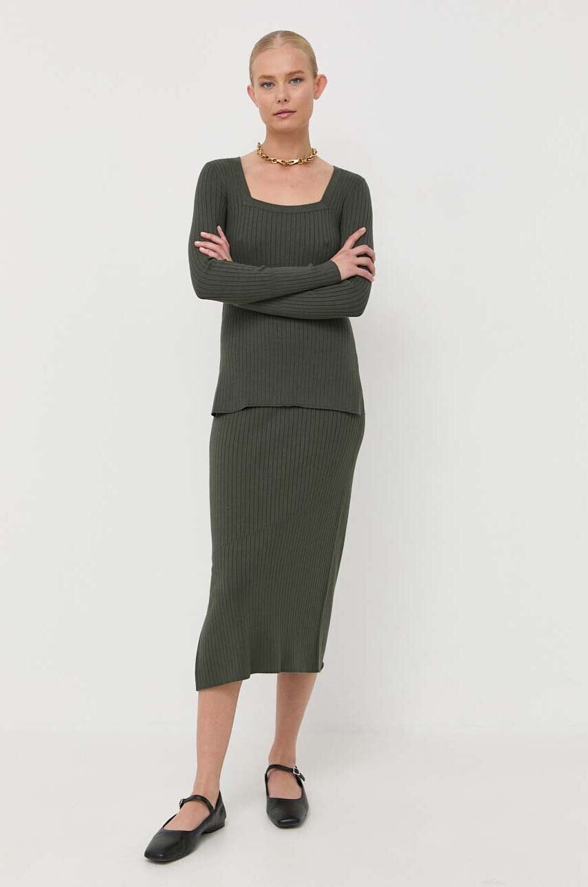 Спідниця Max Mara Leisure колір зелений midi пряма