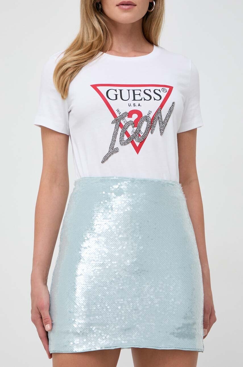 Спідниця Guess колір зелений mini пряма