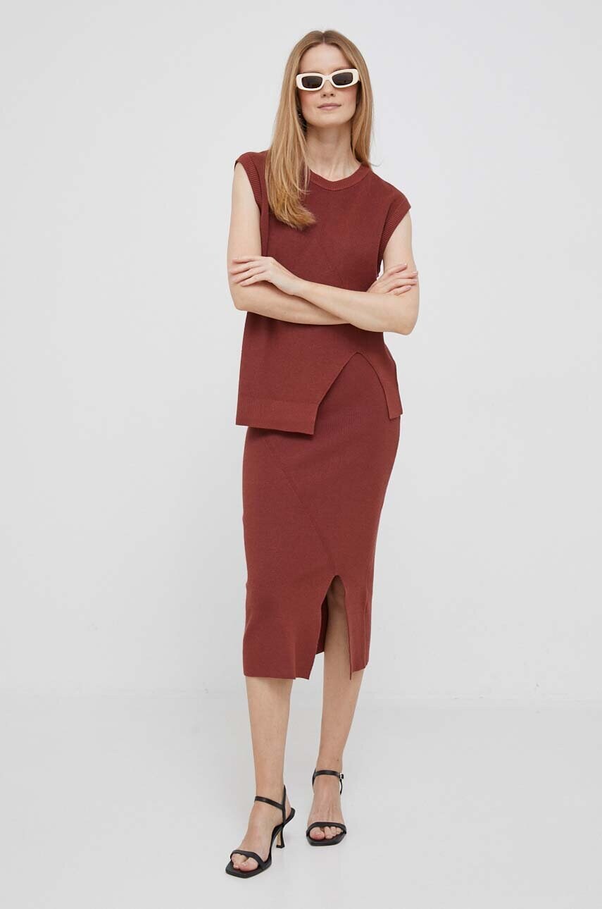 Спідниця Dkny колір червоний maxi пряма