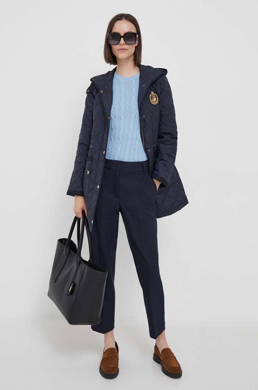 Штани Tommy Hilfiger жіночі колір синій прямі висока посадка WW0WW39723