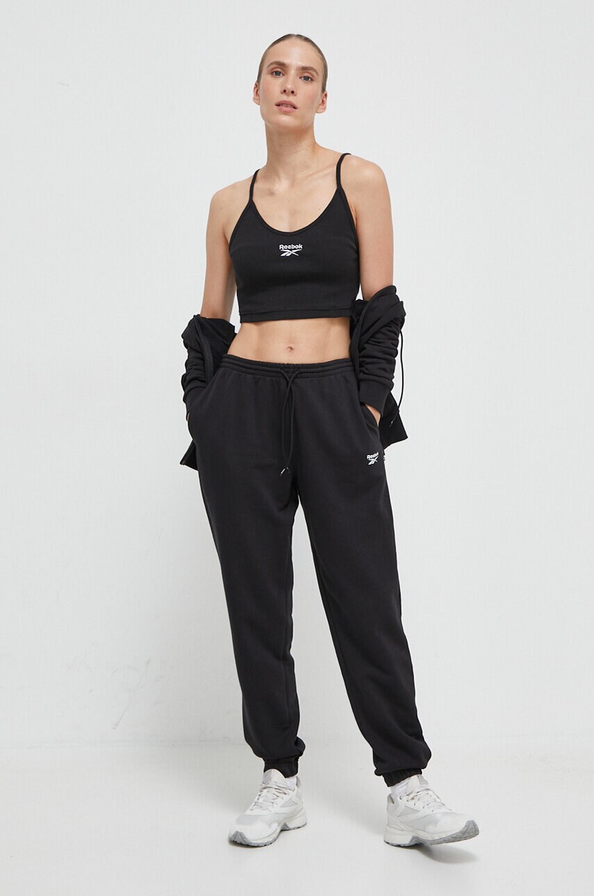 Спортивні штани Reebok колір чорний однотонні